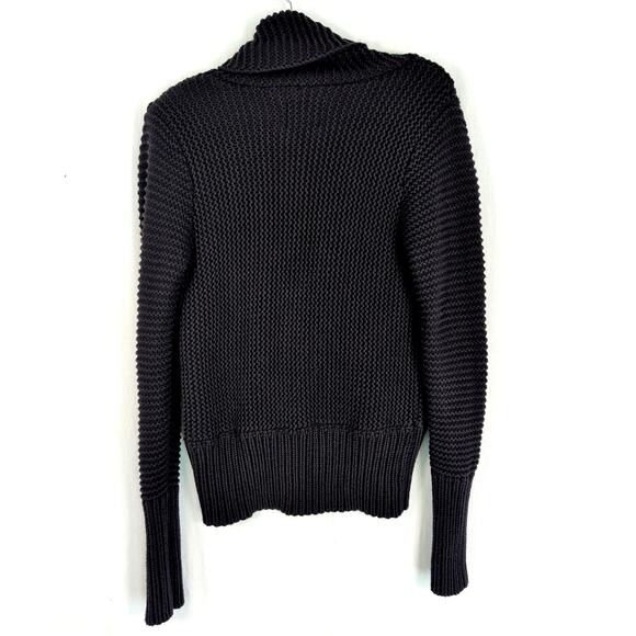 Chunky Knit Wrap Sweater Shawl Neck Womens XL Black Cotton Blend American Eagle - Picture 2 of 7